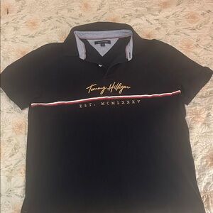 Tommy Hilfiger Navy Polo with Gold Accents